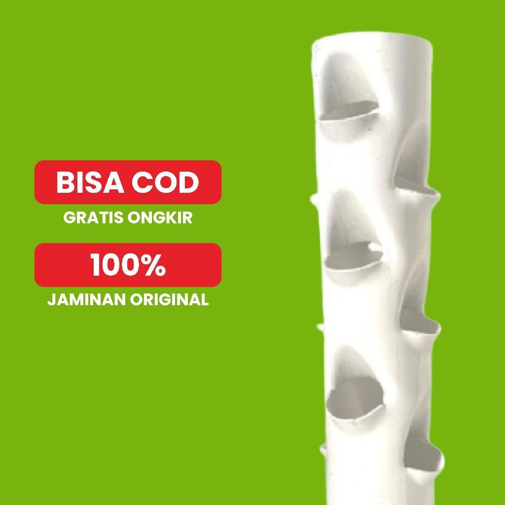 BOTANI - Growing Tower Tanah Vertikultur Vertikal Garden Paralon 50 cm Bahan PVC Premium 12 Lubang V