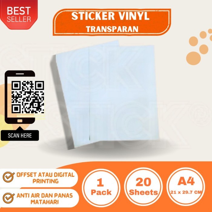 

Sale Sticker Transparan / Stiker Vinyl Transparant A4 20 Lembar