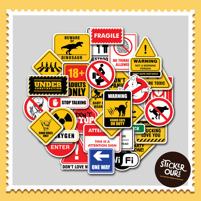 

Sale Sticker Pack Funny Road Sign Stiker Tumbler Laptop Koper Helm