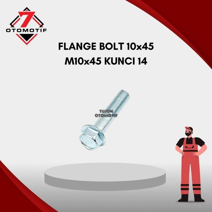 Murah (1) Baut Topi Flange Bolt M10x45 Kunci 14 7oto Ayo Order