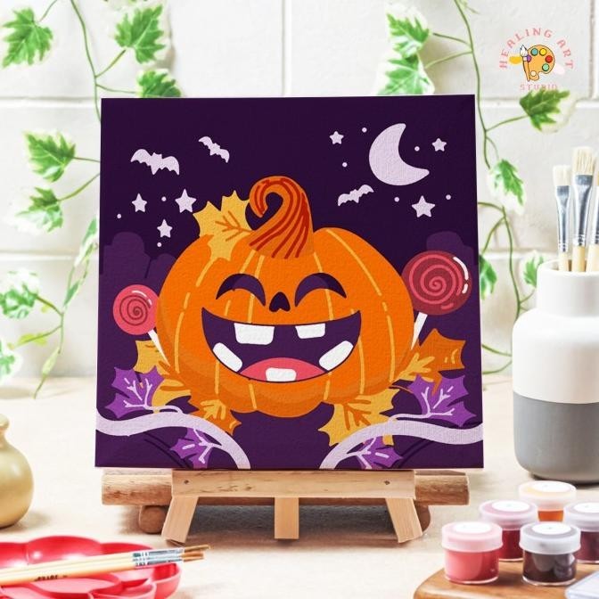 

Azalia Paint By Number Halloween Pumpkin Diy Painting Canvas 20X20 Alat Lukis