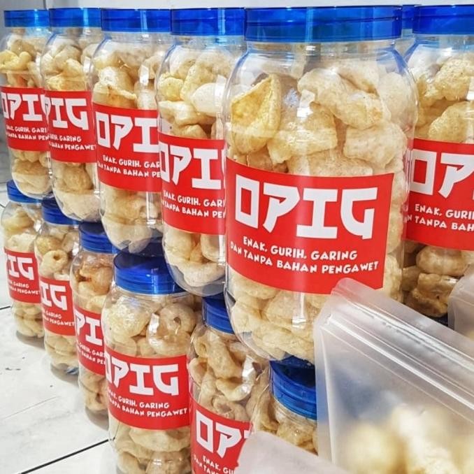 

Kerupuk kulit babi cap opig toples 2lt STS
