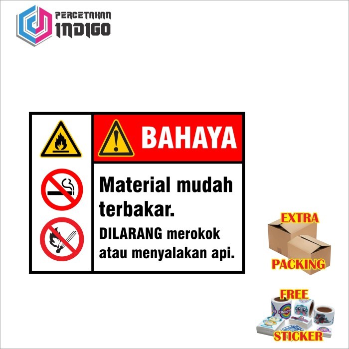 Promo stiker bahaya material mudah terbakar Keren