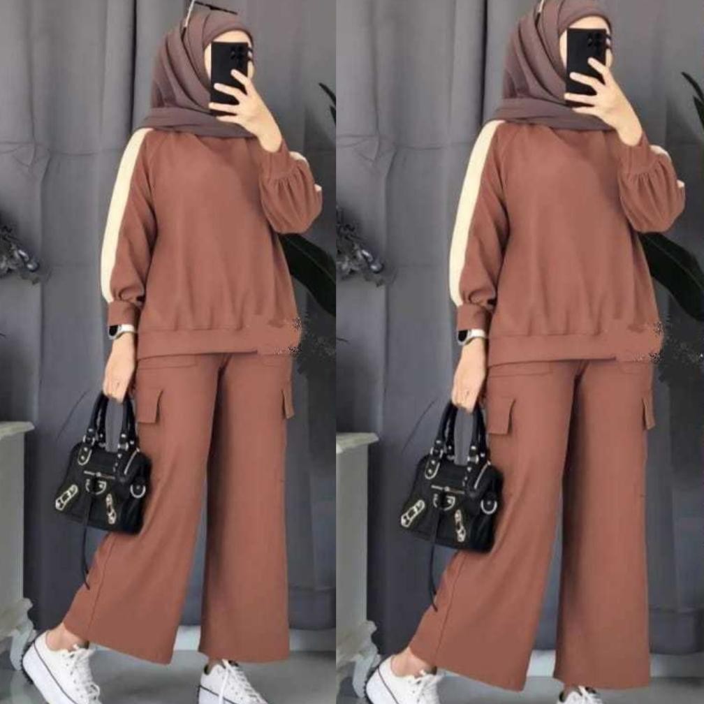Setelan Celana Wanita Setelan Cargo Setcel Wanita Ziza Remaja Dewasa Atasan Setelan Kaos Dan Celana 