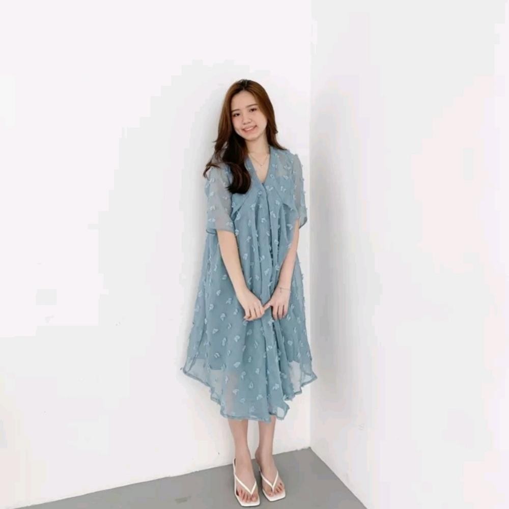 SALE Mora Dress Free Inner Dress Brukat Baju Lebaran Idul Fitri Dress Kondangan Korean Dress Lengan 