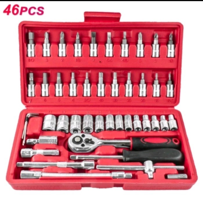 #####] SET KUNCI SHOCK 46 PCS + OBENG SOCKET LENGKAP BOX