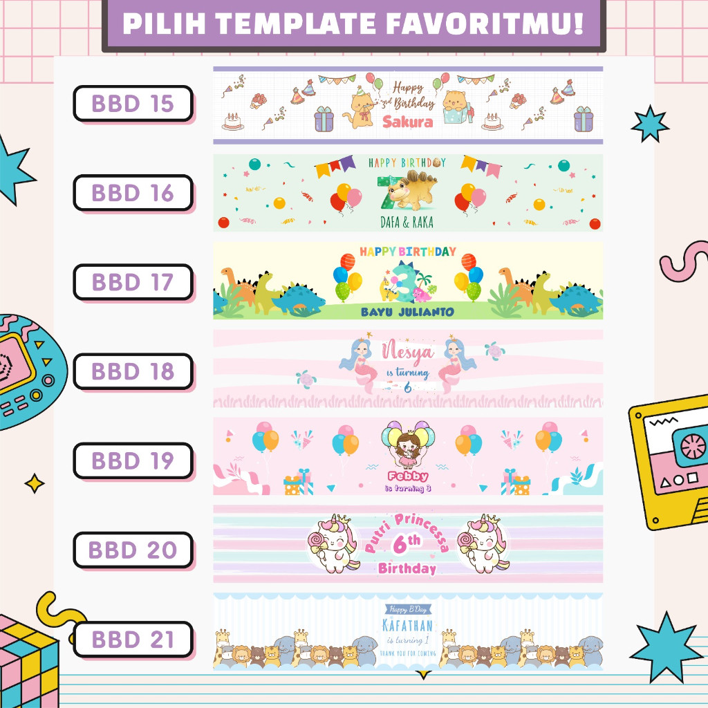 Paper Belt Ulang Tahun Anak Souvenir Bento Custom Label Bento Ulang Tahun Anak Bento Roller Label