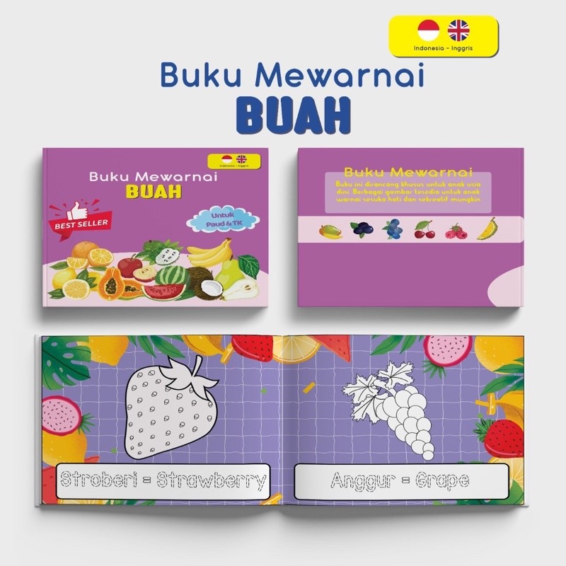 

BUKU GAMBAR MEWARNAI ANAK PAUD TK SD MAINAN ANAK HEWAN SAYUR BUAH TRANSPORTASI FULLCOLOUR BUKU