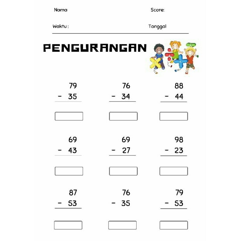 

25 Hal Worksheet Matematika pengurangan Bersusun latihan soal