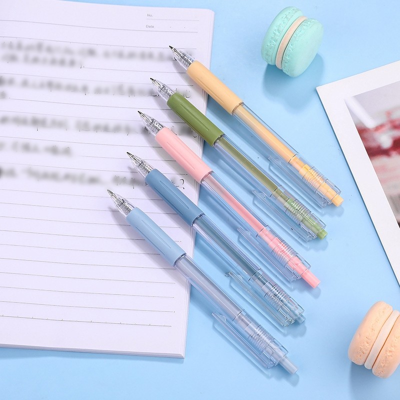 

pulpen gel 0.5mm/retractable penas air tipe dorong buram transparan pena karbon mahasiswa kreatif