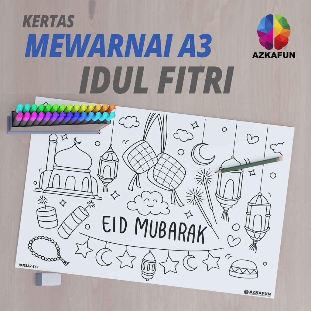 Kertas Mewarnai A3 ISLAMI - Mewarnai anak islami - best seller
