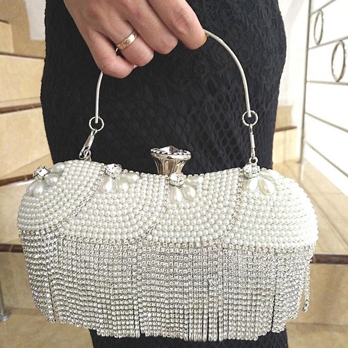 Tas Pesta Kristal Mutiara Import Mewah Gagang 2805