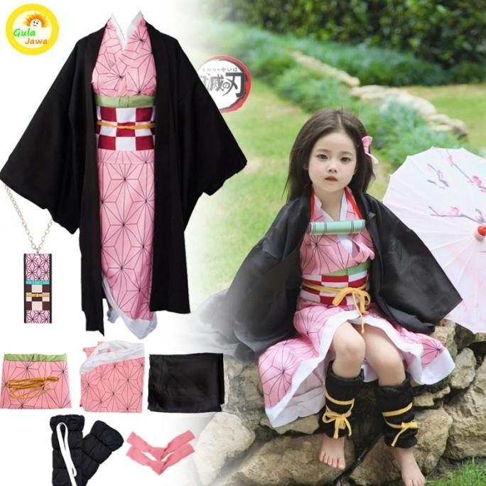 Kostum Kimetsu No Yaiba Anak Costume Kids Cosplay Nezuko Kimetsu No Yaiba Haori Nezuko Costume