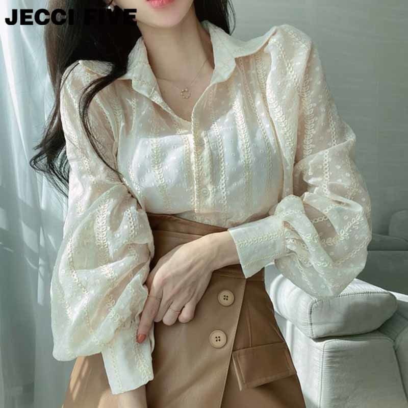 Baju Renda Anggun, Baju Tembus Pandang Longgar, Renda Tiga Dimensi Anggun Musim Semi dan Panas