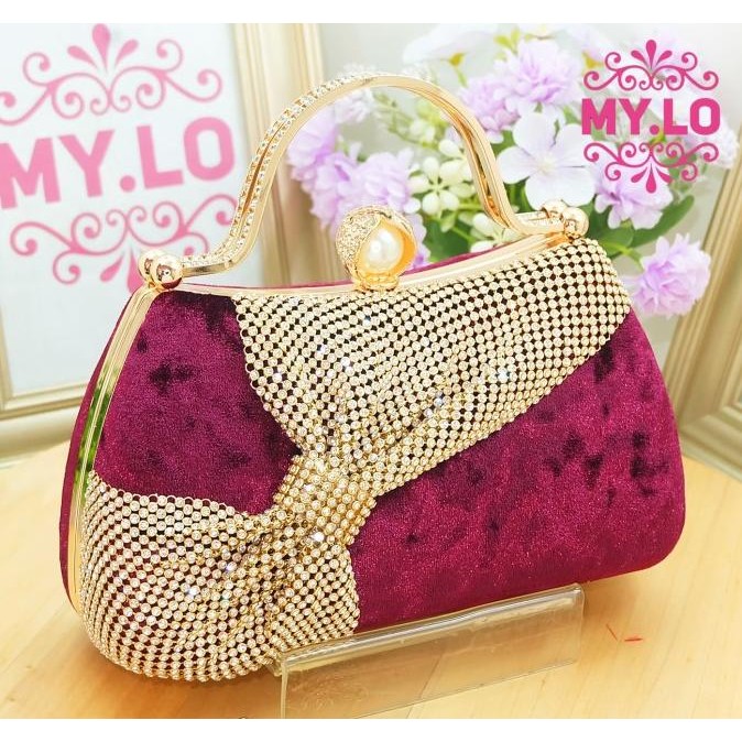 TAS PESTA WANITA PARTY BAG CLUTCH ROSEGOLD IMPORT MC8A01