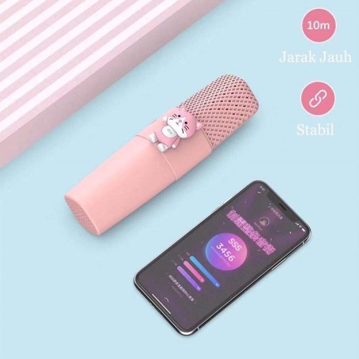Mic K9 Wireless Microfon Anak Bluetooth Model Kartun Karaoke Player Mi