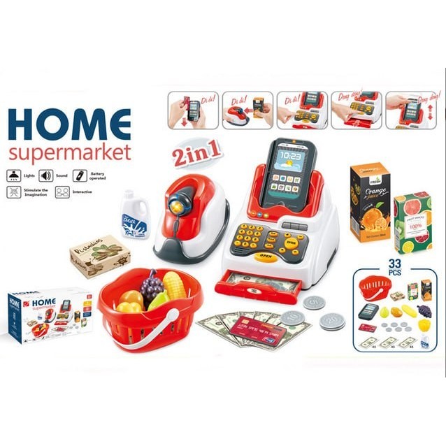 Mainan Kasir Kasiran Anak Mesin Pembayaran Supermarket - Home Supermarket