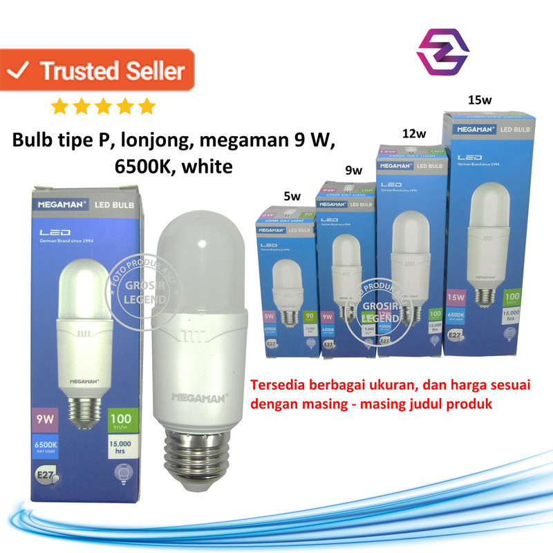 MEGAMAN Lampu LED BULB TIPE P LONJONG MEGAMAN 9W YTP38Z1 6500K WHITE