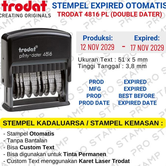 

New | Bagus Stempel Expired Kemasan Otomatis Trodat 4816 P/L (Double Dater)