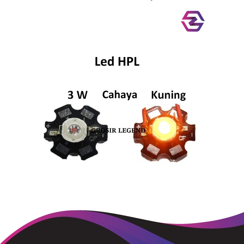High power led HPL 3 watt lampu plus heatsink kuning