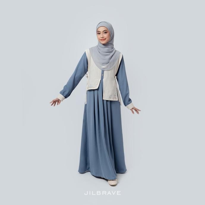 JILBRAVE Talea Dress Gamis Wanita Feminine Casual dengan Vest Bordir Bunga Exclusive by Jilbrave