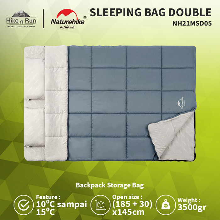 {DianShop} Sleeping Bag Naturehike NH21MSD05 Double Pillow Cotton Sleeping Bag - Shadow Blue Diskon