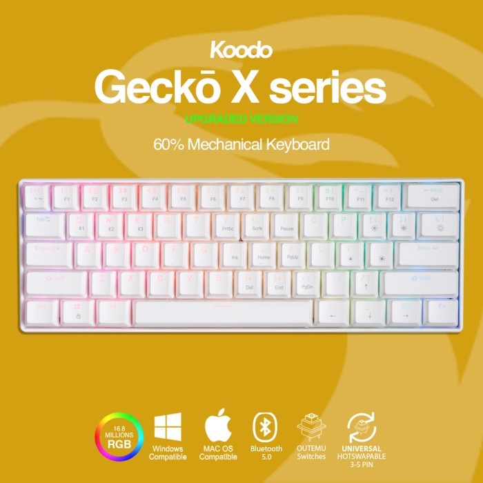 Koodo Gecko 60% Layout Rgb Mechanical Keyboard Outemu White Case