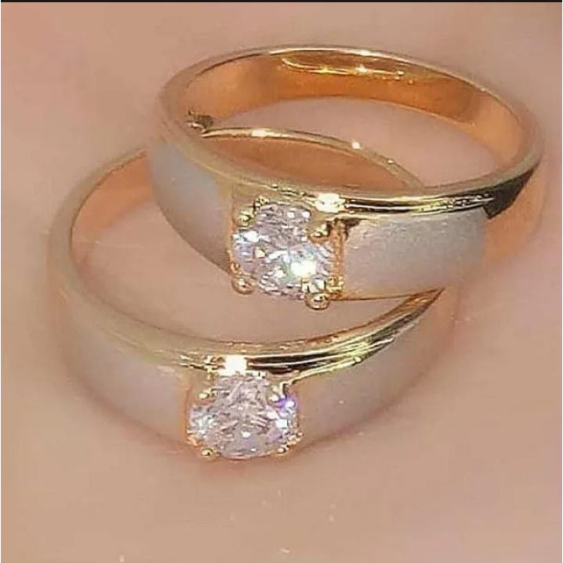 NEW ARRIVAL CINCIN EMAS POLOS PERMATA SATU TANAM CINCIN EMAS COUPLE TUNANGAN WANITA KOREA DEWASA