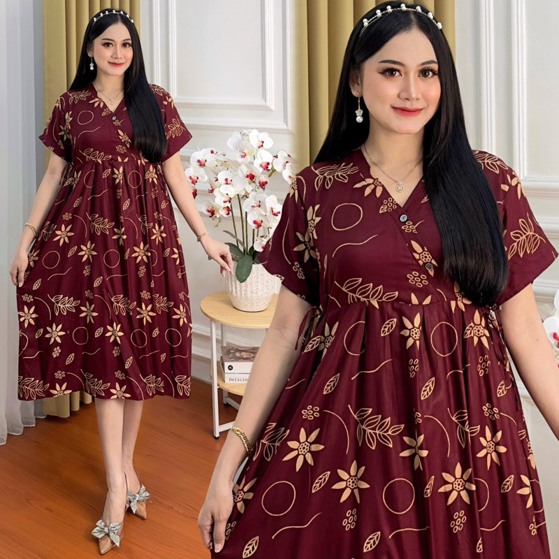Daster Wanita Terbaru 2024 Fashion Ibu2 Menyusui Jumbo Dress Remaja Kekinian Sexy Dres Dstr Selutut 