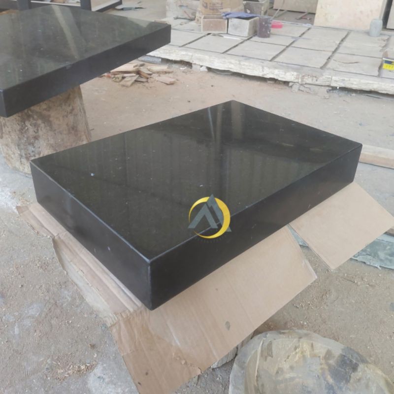Batu andesit hitam top table kotak tebal full solid batu alam asli andesit hitam kilap glossy