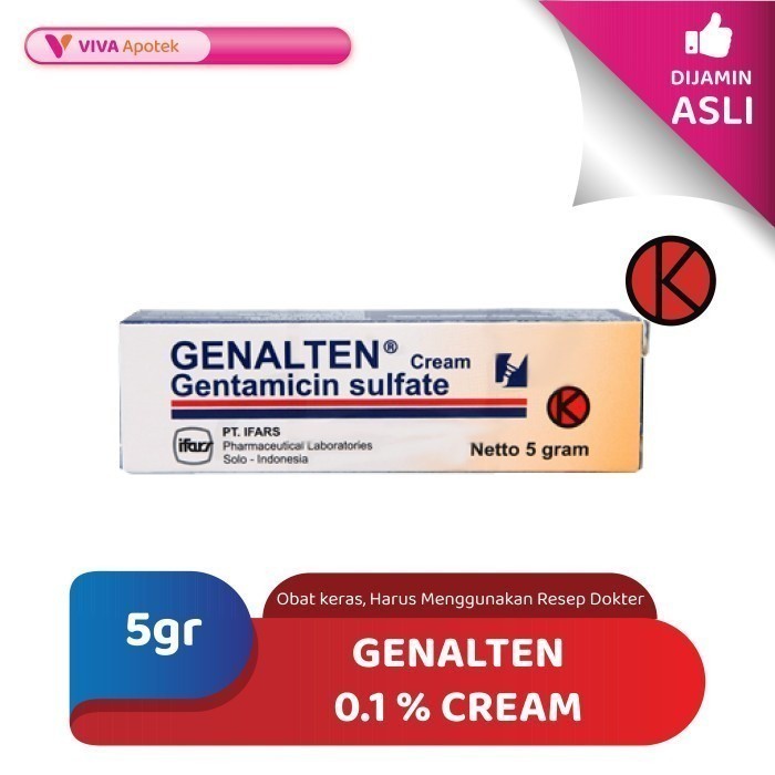 Genalten 0,1 % Cream / Gentamicine / Infeksi Kulit / Gatal (5 Gram)