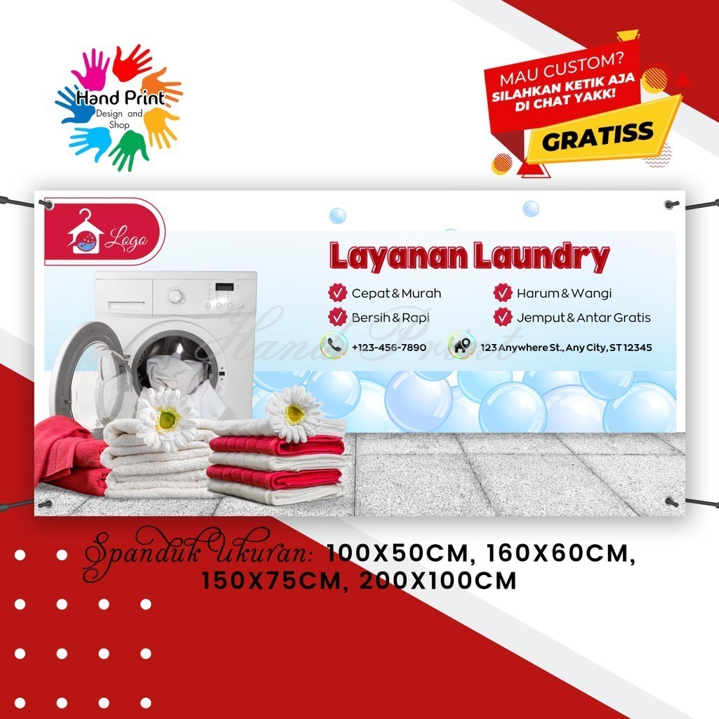 Cetak Spanduk Banner Laundry Layanan Laundry MMT Spanduk Custom 200x100