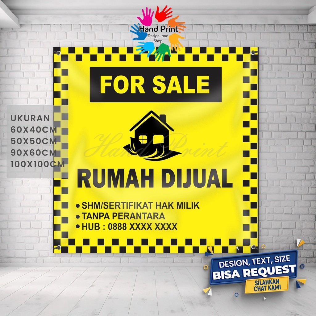 Spanduk Banner MMT Plang Rumah Dijual Tanah Dijual SHM Rumah Di Kontrakan Disewakan