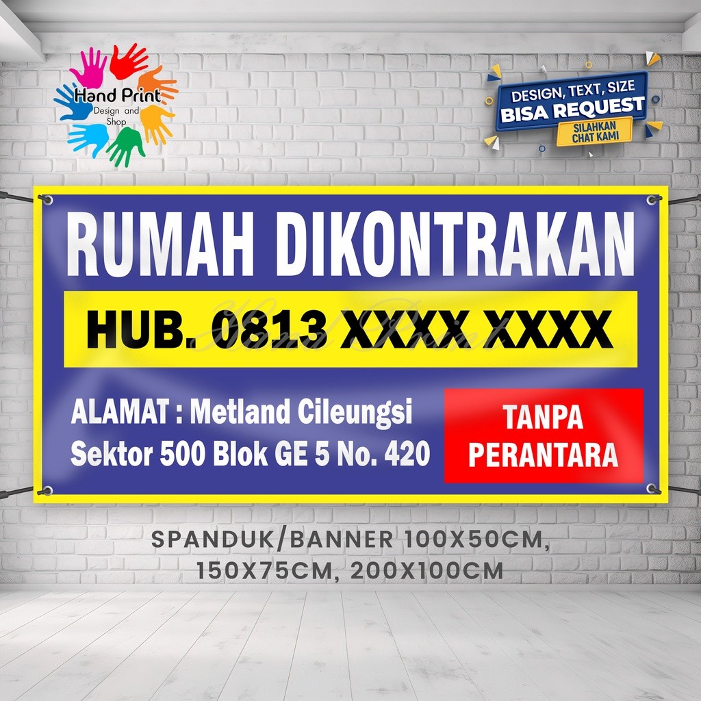 Spanduk Banner MMT Rumah Dijual Rumah Dikontrakan Tanah DIjuah SHM Dijual