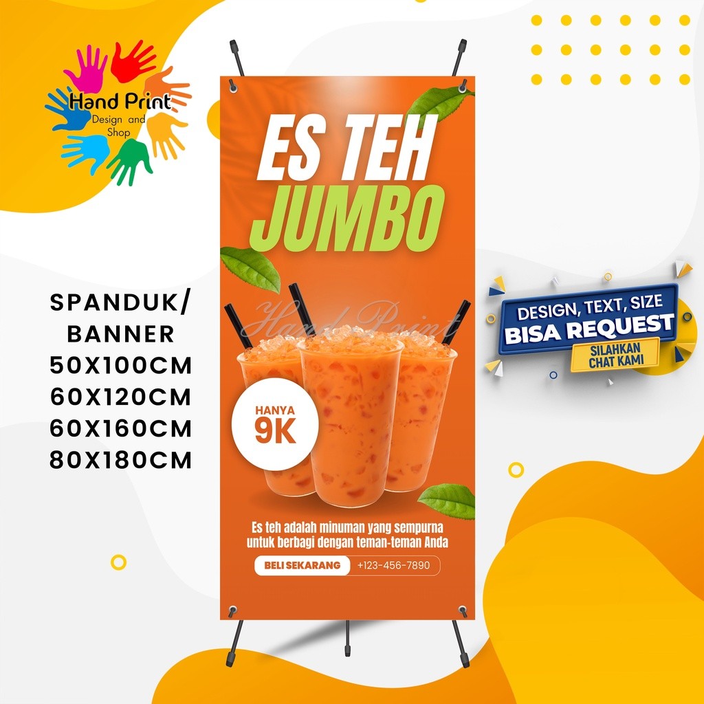 Cetak Spanduk Banner Jualan Es Teh Jumbo Es Teh Manis Lemon Tea Ice Tea Spanduk Custom