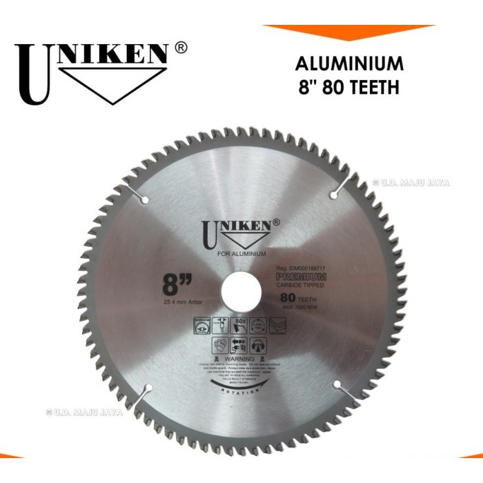 Terlaris Uniken Tct Saw Blade 8" Inch X 80 Th / Mata Gergaji Aluminium