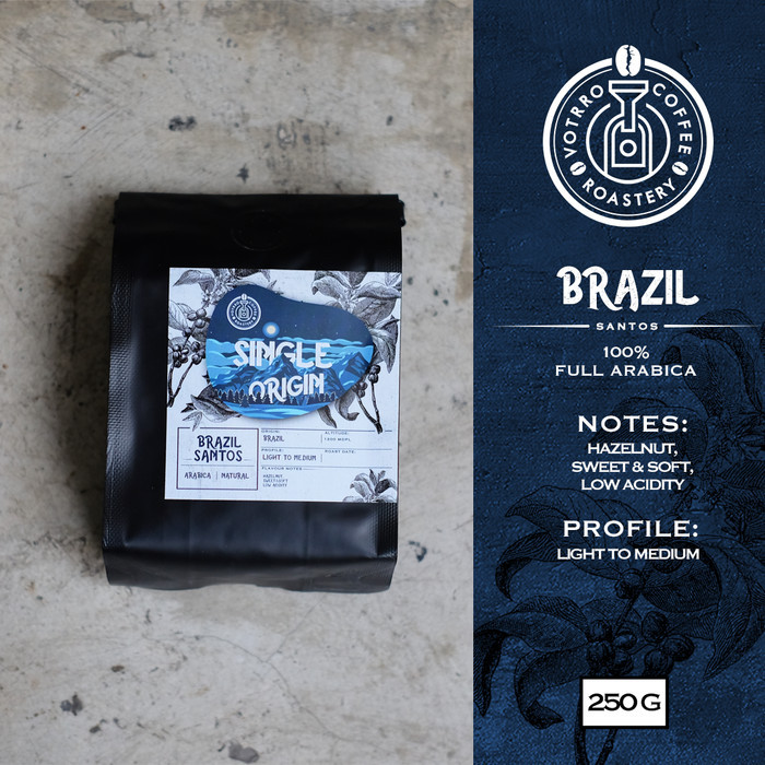 

Biji Kopi Arabika Brazil Santos Natural 250G - Roasted