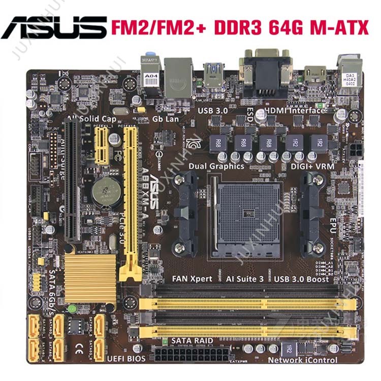 ASUS AMD a88 A88XM-A /A88XM-E/A88XM-plus Soket FM2/FM2+ motherboard semua solid state dengan USB3.0+