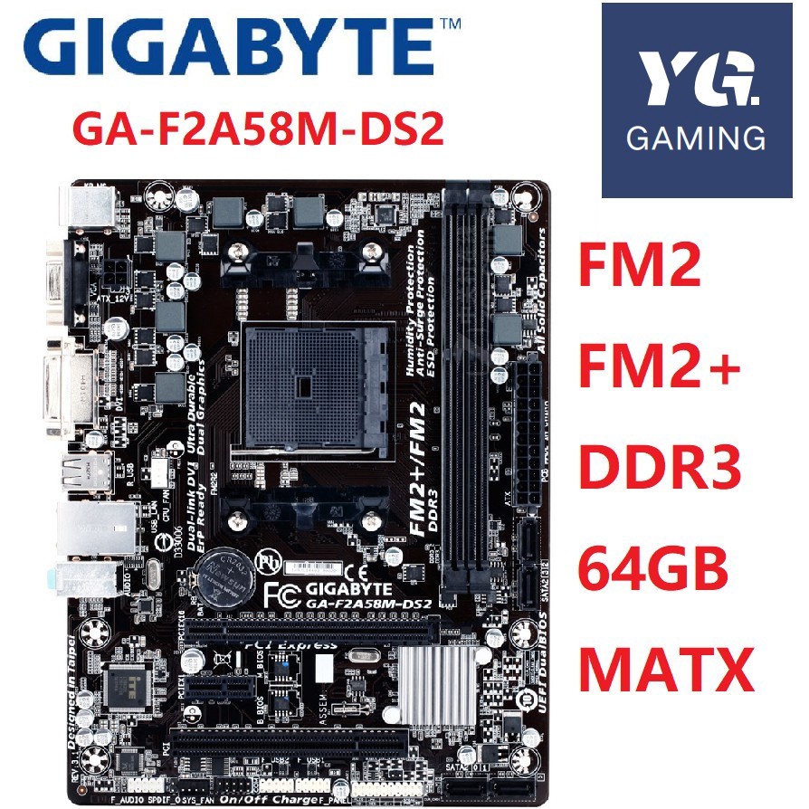 GA-F2A58M-DS2 Soket Motherboard Desktop FM2 FM2 + DDR3 16GB MATX A58 A55 A68HM A88XM Asli Digunakan 