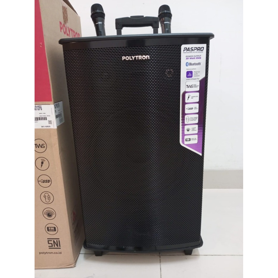SPEAKER AKTIF PORTABLE POLYTRON PAS PRO 12F6 ORIGINAL 12 INCH BT 2MIC