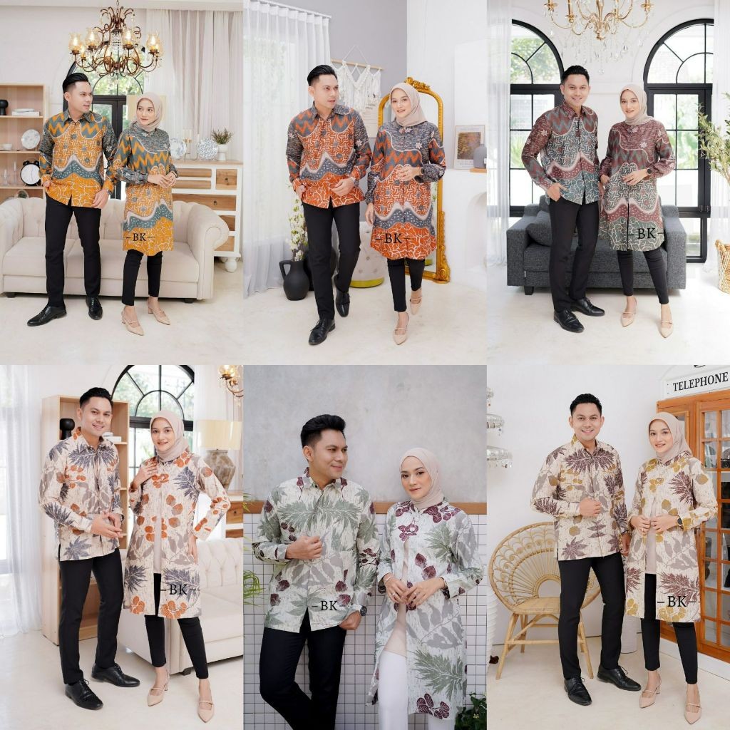 Sarimbit Motif Terbaru 2024 Couplean Pasangan Lamaran Baju Batik Capel Sekeluarga Hantaran Pernikaha