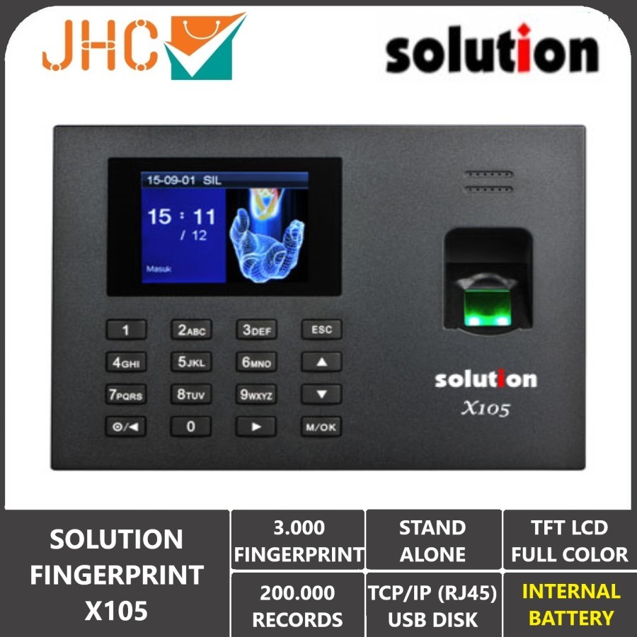 Fingerprint SOLUTION Mesin Absensi X105 Finger Print X-105