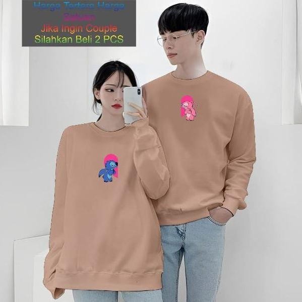 Kaos Couple Lengan Panjang Stitch / Baju Lengan Panjang Pasangan / Kaos Atasan Pria Wanita Kapel / K