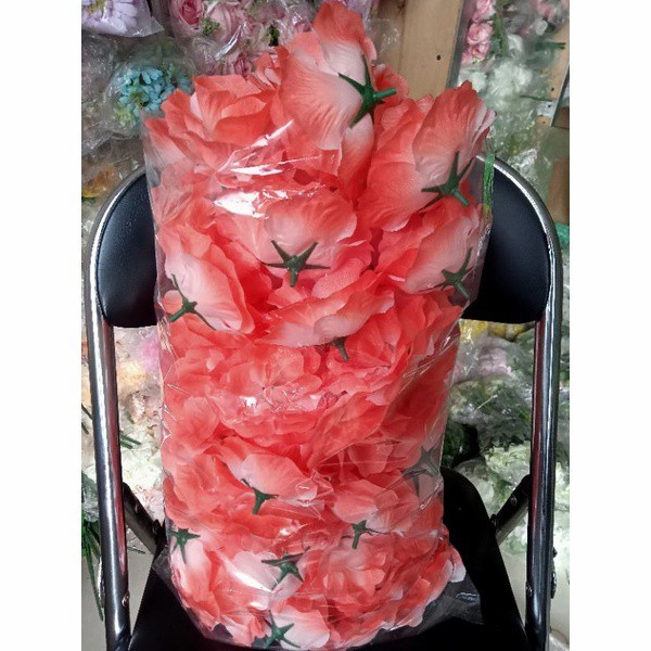 Rose Tanpa Tangkai Isi 100 Pcs . Bunga Mawar Mak Artificial. Kepala Ma