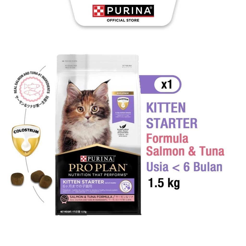 PRO PLAN Kitten Starter Salmon Tuna Makanan Kitten Kering Pouch 1.5kg