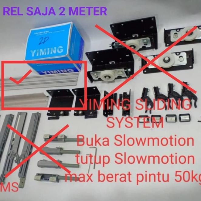 Yiming 2 Mtr Rel Sliding Pintu Geser Atas Bawah Beban 50 Kg