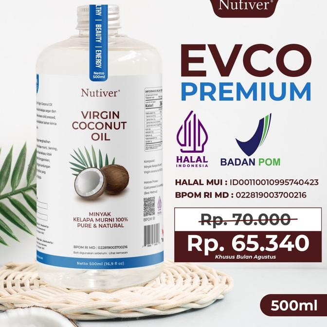 

Nutiver Extra Virgin Coconut Oil / Premium VCO 500ML - Minyak Kelapa