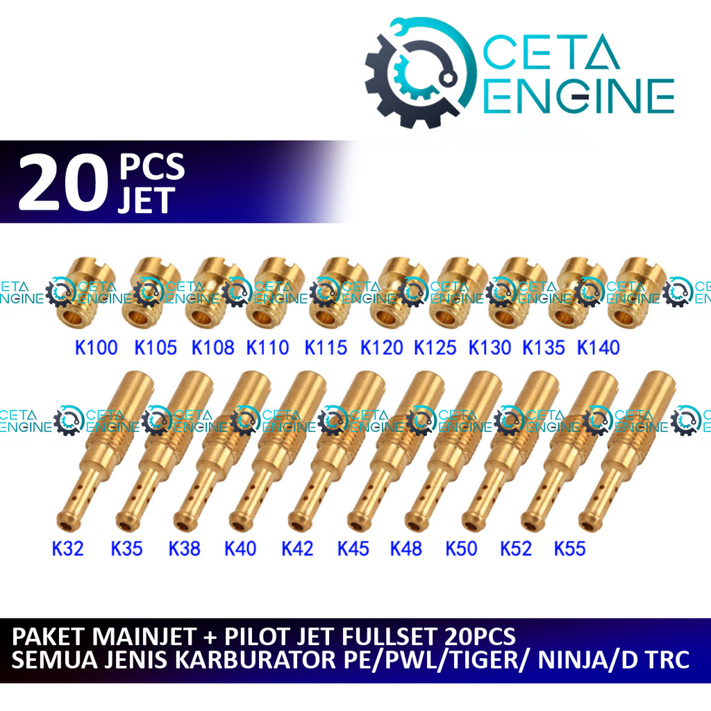 (COD) PAKET SPUYER 20 PCS JET PWK PE PWL NINJA TIGER PWM AIRSTRIKE MAIN JET PILOT JET REPAIR KIT KAR