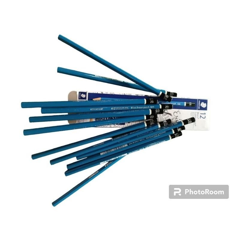 

12 PENSIL 2B STAEDTLER MARS LUMOGRAPH - CUCI GUDANG