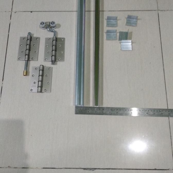 Rel Galvanis 1,5M Dan Roda Lipat Untuk 3 Daun Pintu Aluminium